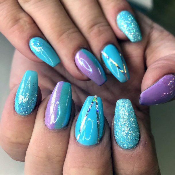 Amazing Lovely Blue And Purple Girly Nails Sparkly Ideas For Women