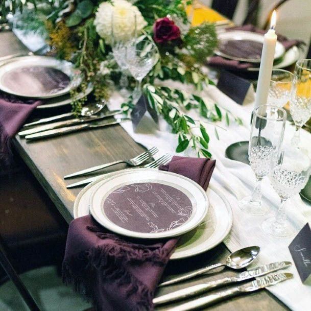 Amazing Maroon Purple Wedding Napkin Decor Ideas