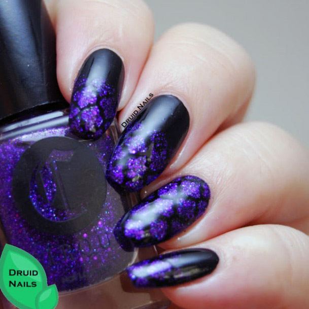 Amazing Midnight Purple Glistening Nails Women