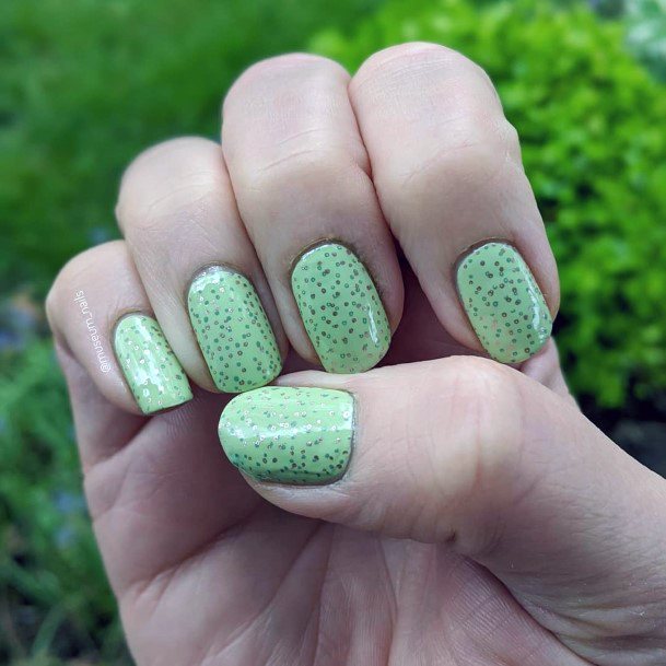 Amazing Mint Green Gold Polka Dot Nail Inspiration May For Women