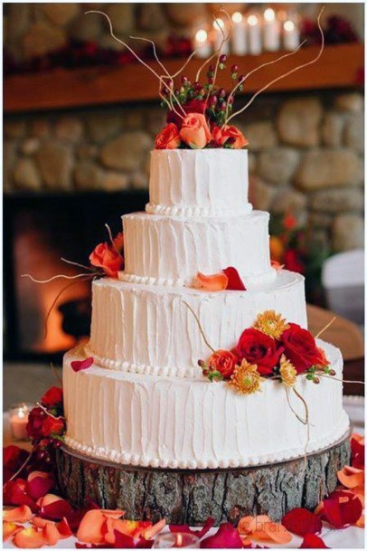 Amazing October Autumn Leaves Wedding Cake Ideas