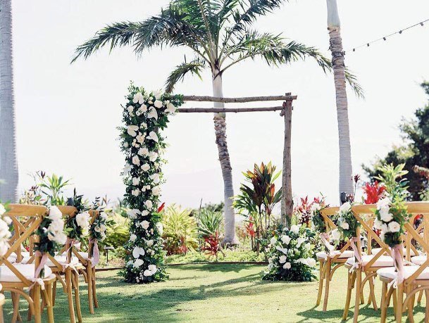 Amazing Palm Tree Floral Arch Outdoor Wedding Inspiration