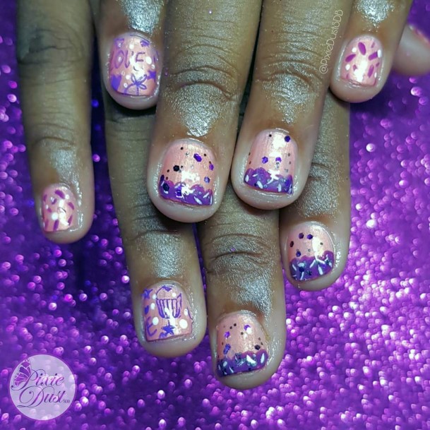 Amazing Pink And Purple Sparkly Girly Glitter Nail Ideas For Women