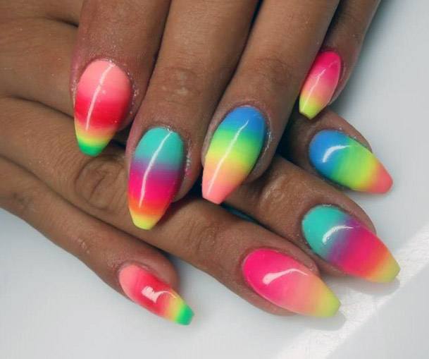 Amazing Rainbow Pattern On Nails Women