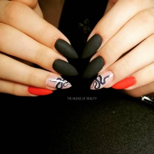 Amazing Red And Black Matte Nail Ideas For Women