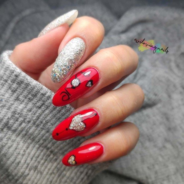 Top 100 Best Red And Grey Nails For Women - Fingernail Design Ideas