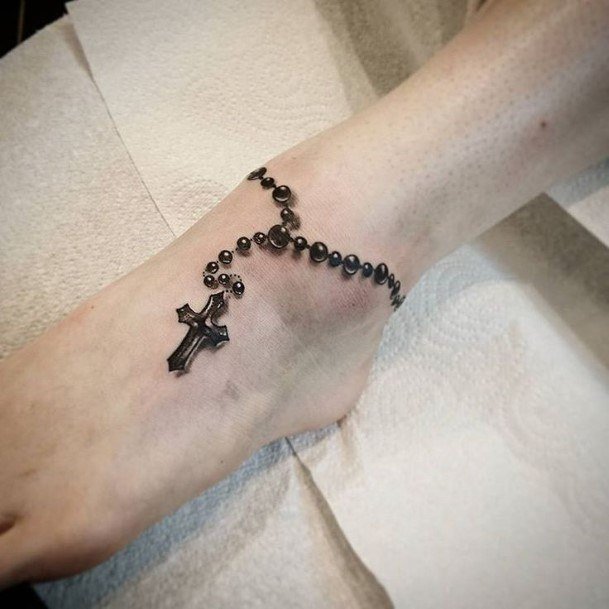 Amazing Rosary Tattoo Ideas For Women Leg Band