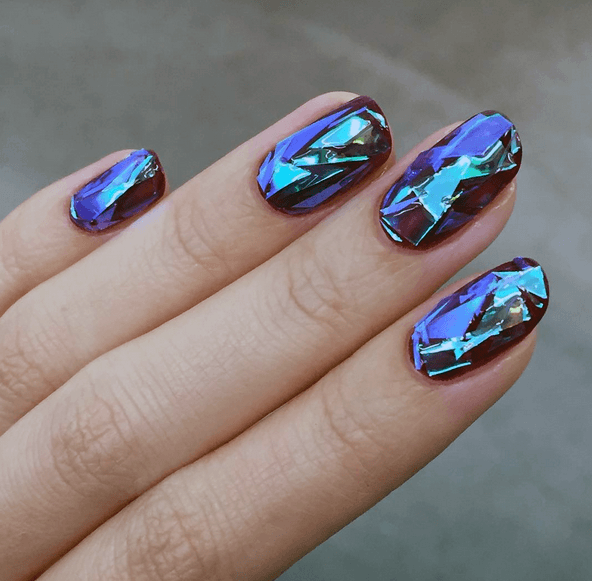 Amazing Shiny Blue Women Nails