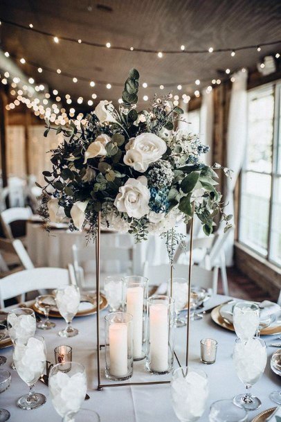 Amazing Sleek White Wedding Table Decorations Floral Greenery Inspiration