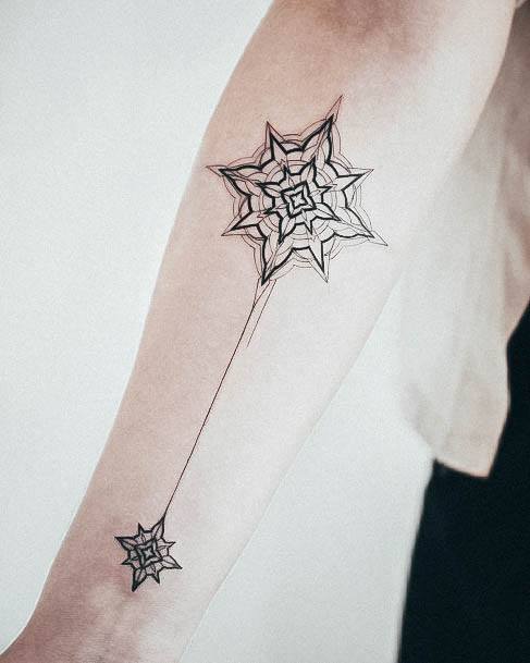 Amazing Star Tattoo Ideas For Women Inner Forearm Geometric