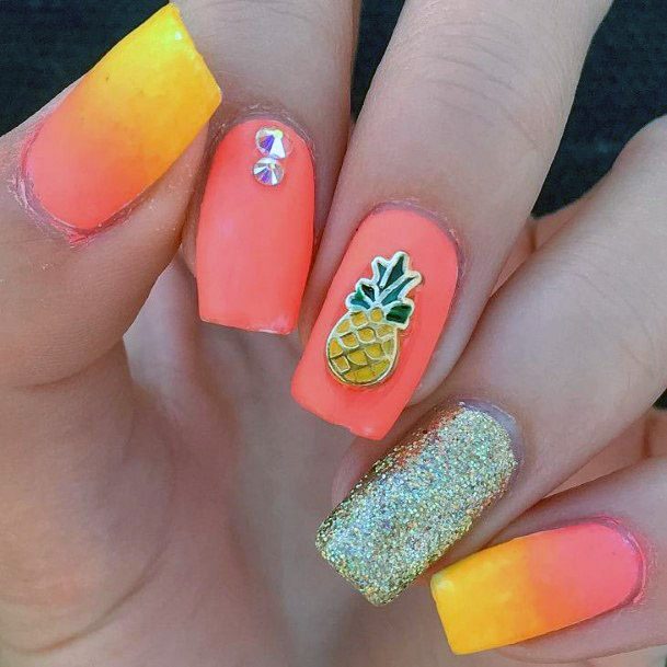 Amazing Summer Juicy Pineapple Art On Nails Women