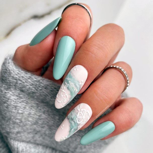 Amazing Teal Turquoise Dress Nail Ideas For Women
