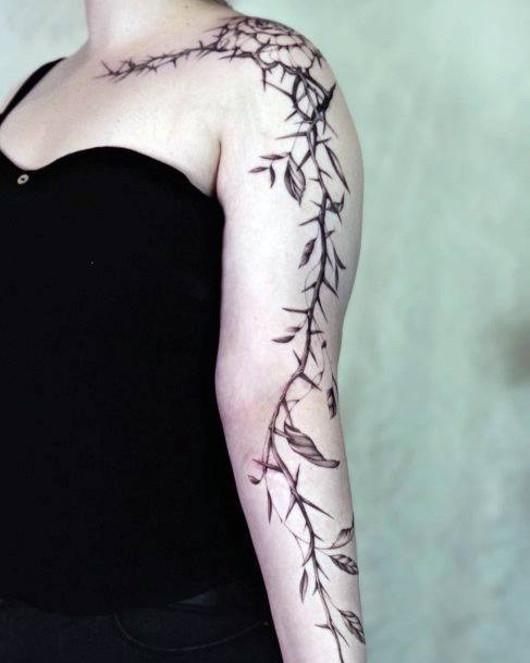 Amazing Thorns Tattoo Ideas For Women Full Arm