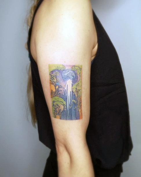 Amazing Waterfall Tattoo Ideas For Women Arm