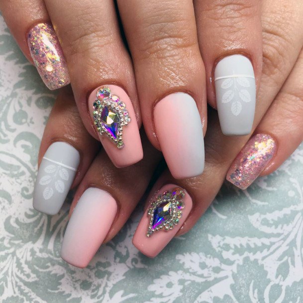 Amazing White And Pink Matte Nails For Women