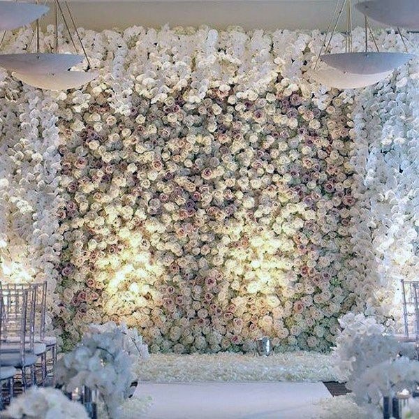 Amazingly Stunning Lush Bright White Roses Backdrop Wedding Design Inspiration