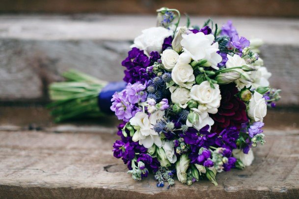 Amethyst And White June Wedding Flower Ball