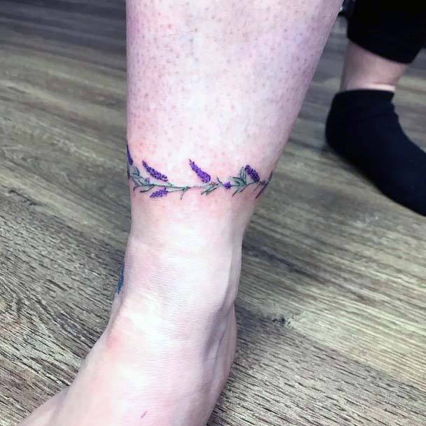 Amethyst Band Ankle Tattoo Women