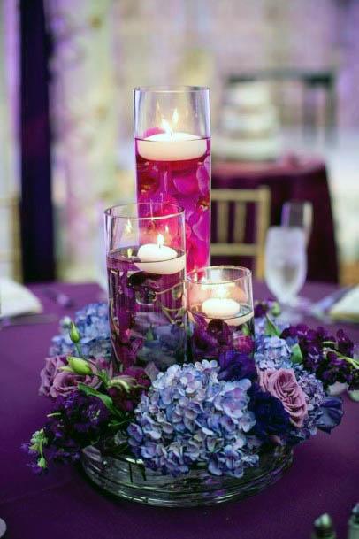 Amethyst Candles And Purple Wedding Flowers
