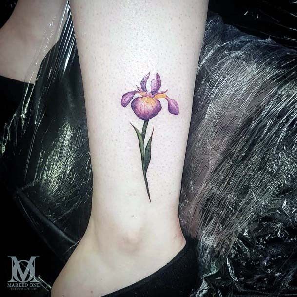 Amethyst Floral Tattoo Womens Ankle