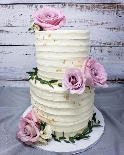 Amethyst Roses On Country Wedding Cake