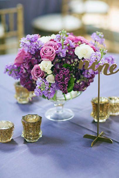 Amethyst Roses Wedding Flower Centerpieces