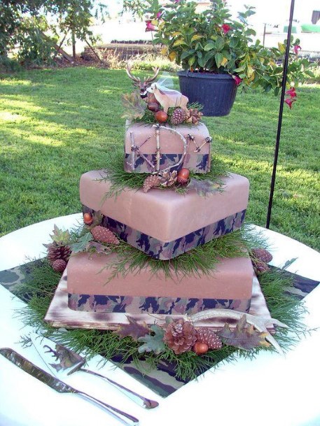 Amethyst Tiles Camo Wedding Cake