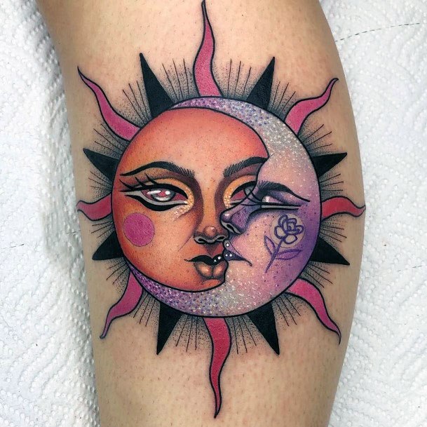 Amethyst Toned Sun Tattoo For Women