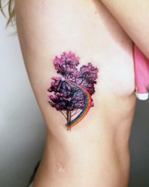 Amethyst Tree Tattoo Women Torso