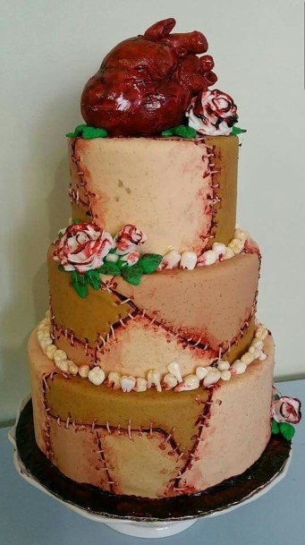 Anatomical Red Heart Halloween Wedding Cake