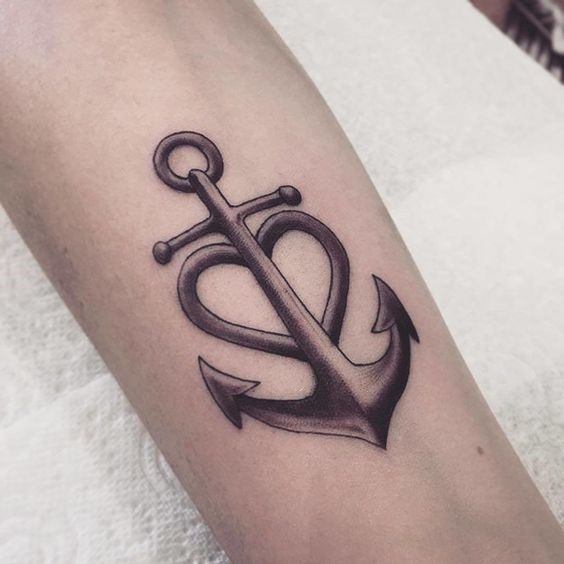 Anchored Heart Tattoo Womens Forearms