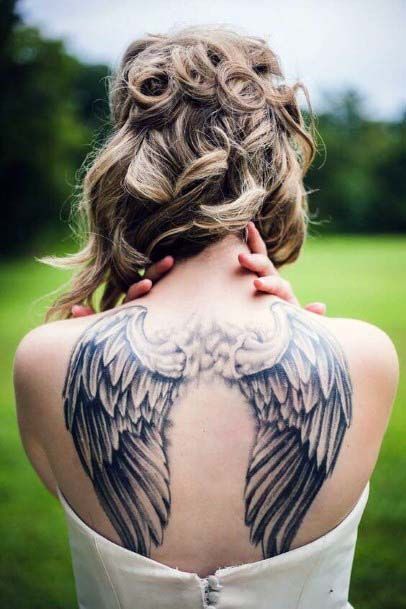 Angel Wings Tattoo Womens Back