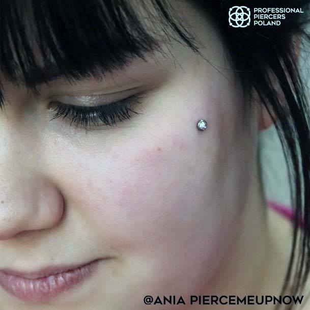 Angelic Cute White Diamond Dermal Body Piercing Ideas For Girls