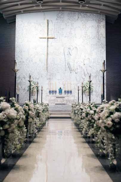 Angelic White Themed Church Wedding Decorations