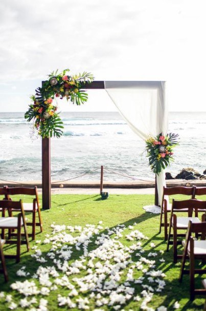 Angled Arch With Tropical Wedding Flowers