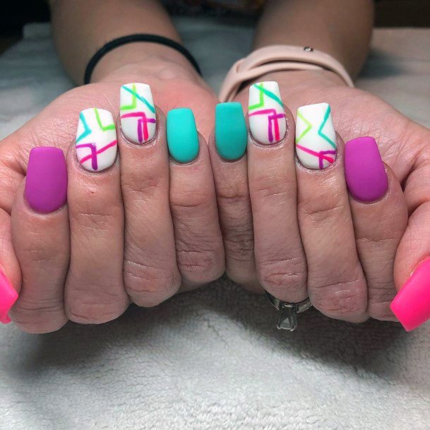 Angled Designs Colorful Nail Ideas For Women