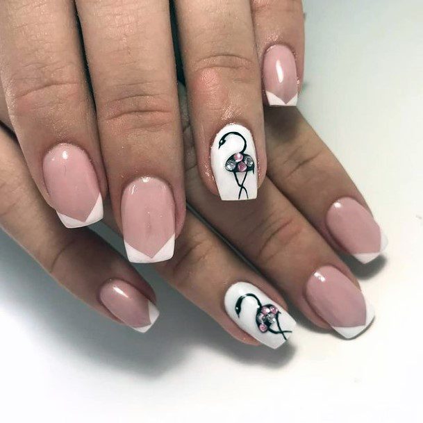 Angled Manicure Flamingo Nails Women