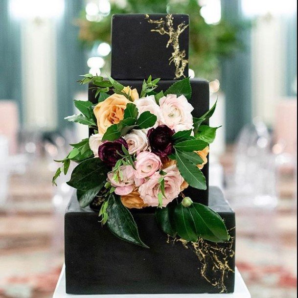 Angled Square Black Wedding Cake