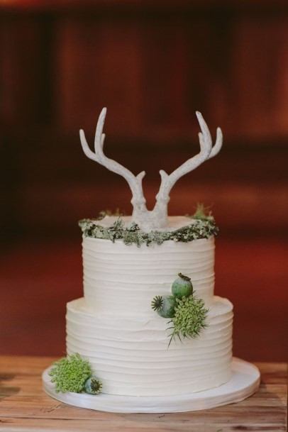 Animal Horn White Rustic Wedding Cake Toppers