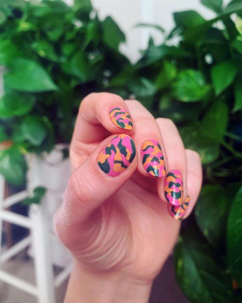 Animal Prints On Pink Nails