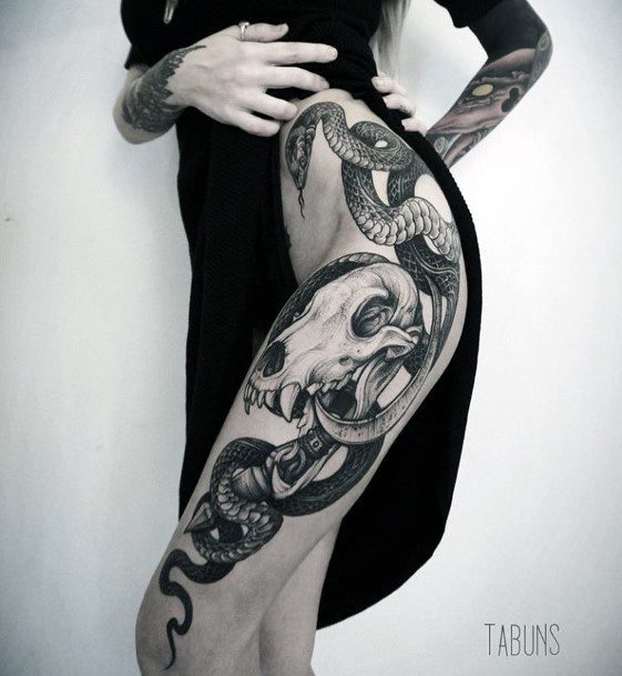 Snake On a Thigh by nyouung  Tattoogridnet