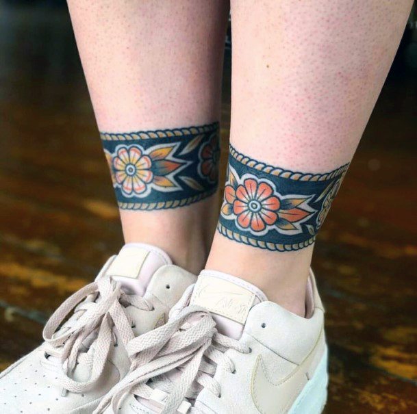 Ankle Band Traditional Tattoo For Women