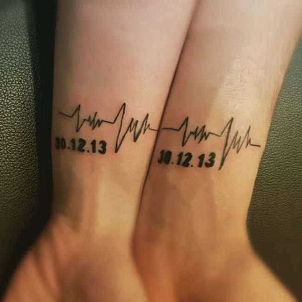 Anniversary Date Couples Tattoo Wrists