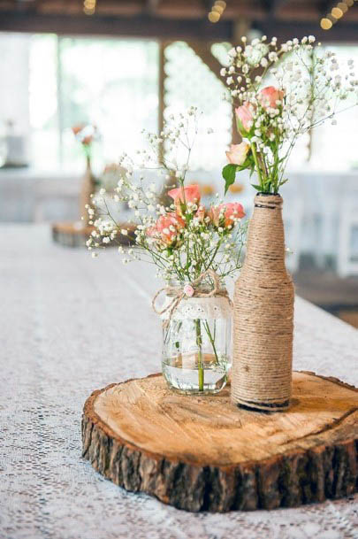 Antique Jars And Rustic Wedding Flowers