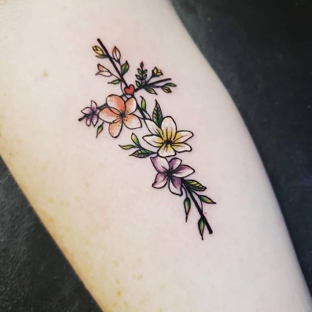Appealing Floral Cross Tattoo Forearms Women