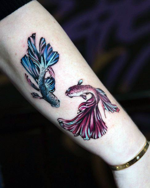 Appealing Womens Betta Fish Tattoos Forearm