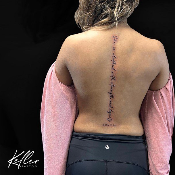 Appealing Womens Bible Verse Tattoos Spine