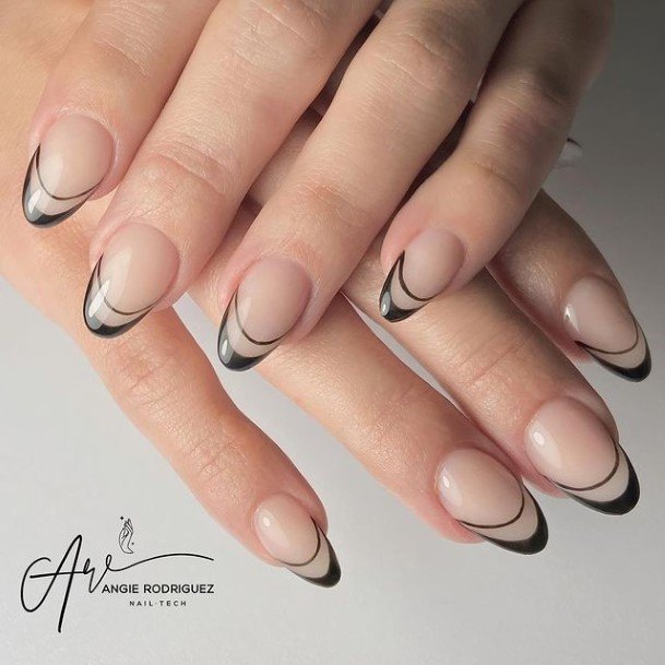 Appealing Womens Black French Tip Nails