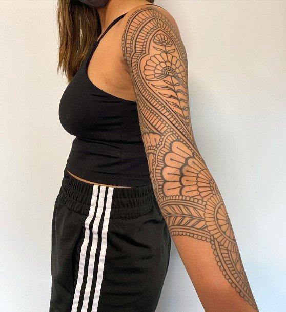 Appealing Womens Black Ink Tattoos