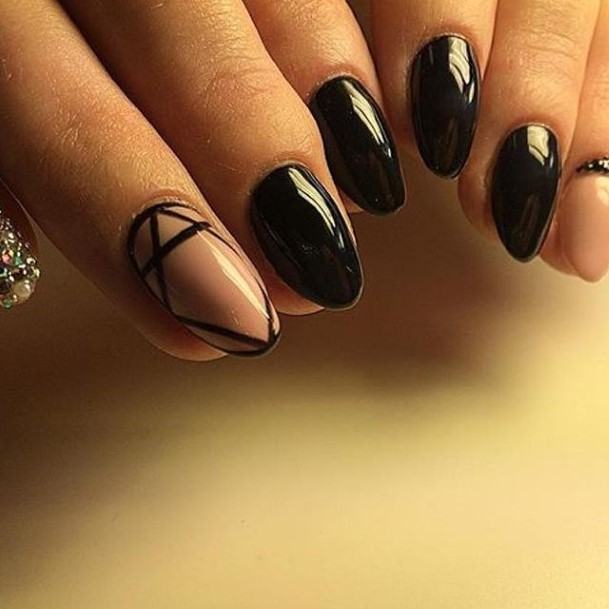 Appealing Womens Black Oval Nails